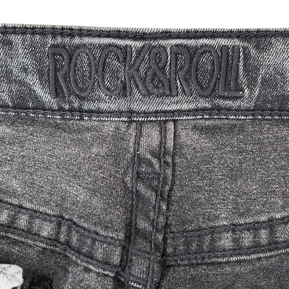 Rock & Roll Denim Bell Bottom Jeans Womens 26 Black Excellent High Rise Flare - Picture 11 of 15